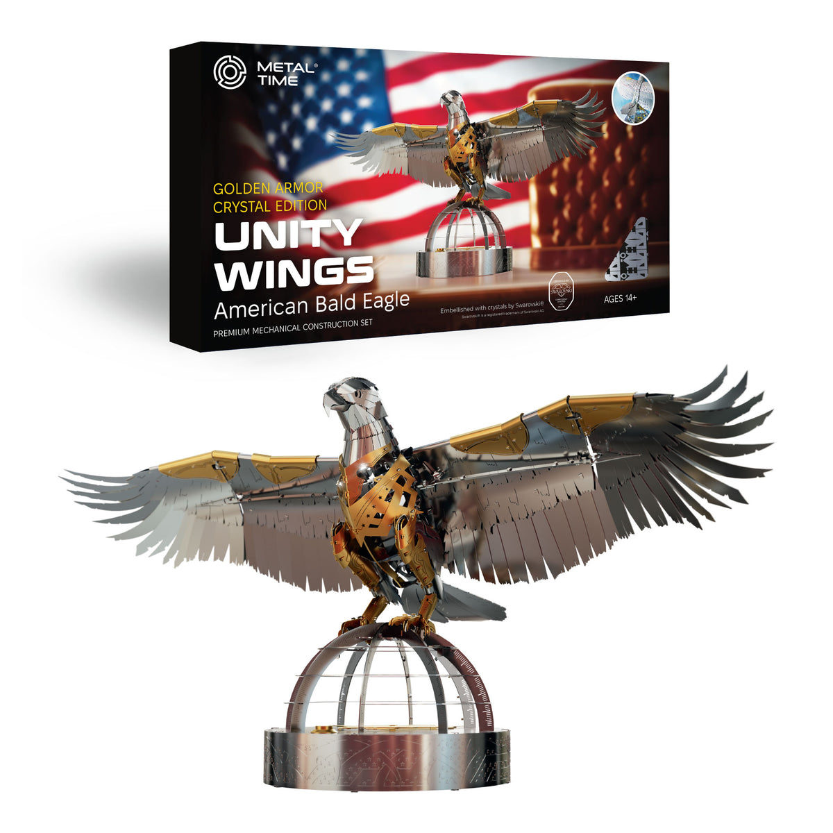 Golden Armor Eagle Collectible with Swarovski Crystals