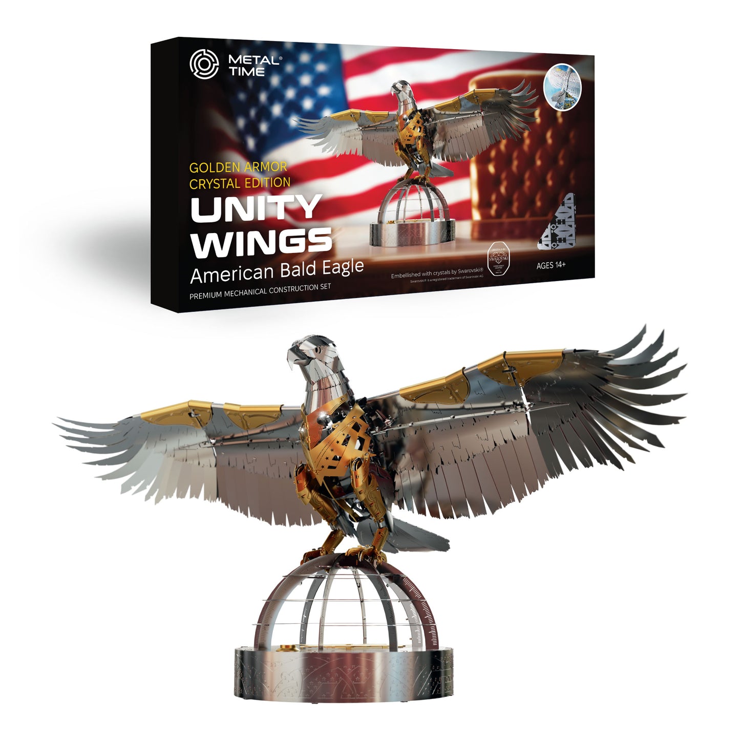 Golden Armor Eagle Collectible with Swarovski Crystals
