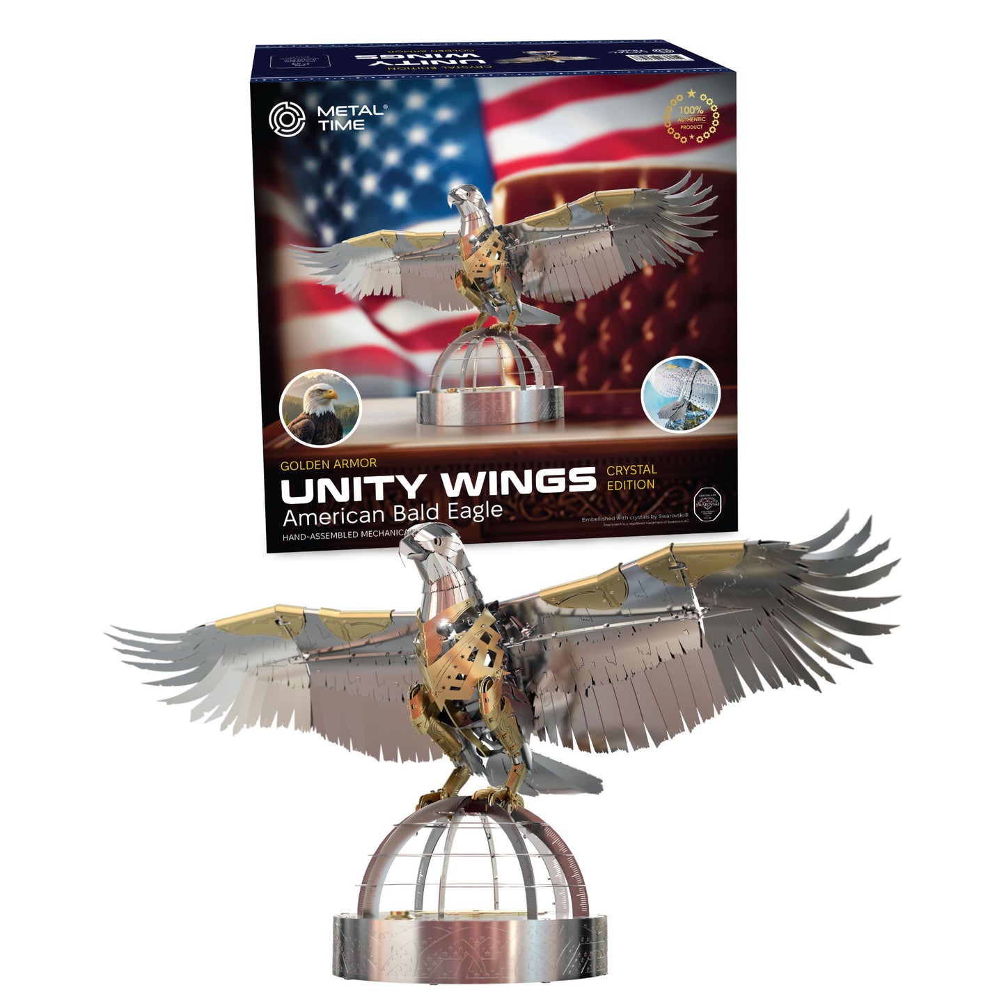 Golden Armor Eagle Collectible with Swarovski Crystals